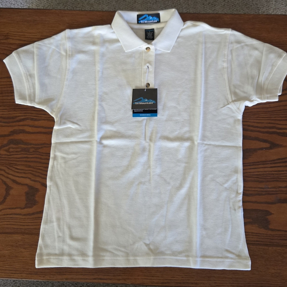 Ivory Tri Mountain Classic White Polo Shirt